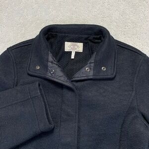 Armani Jeans Womens Jacket Size 8/42 Black Fleece Collared Button Snap 90s